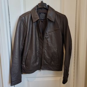 New without tags and never worn, Mens Lucky Brand Leather Jacket, brown, small